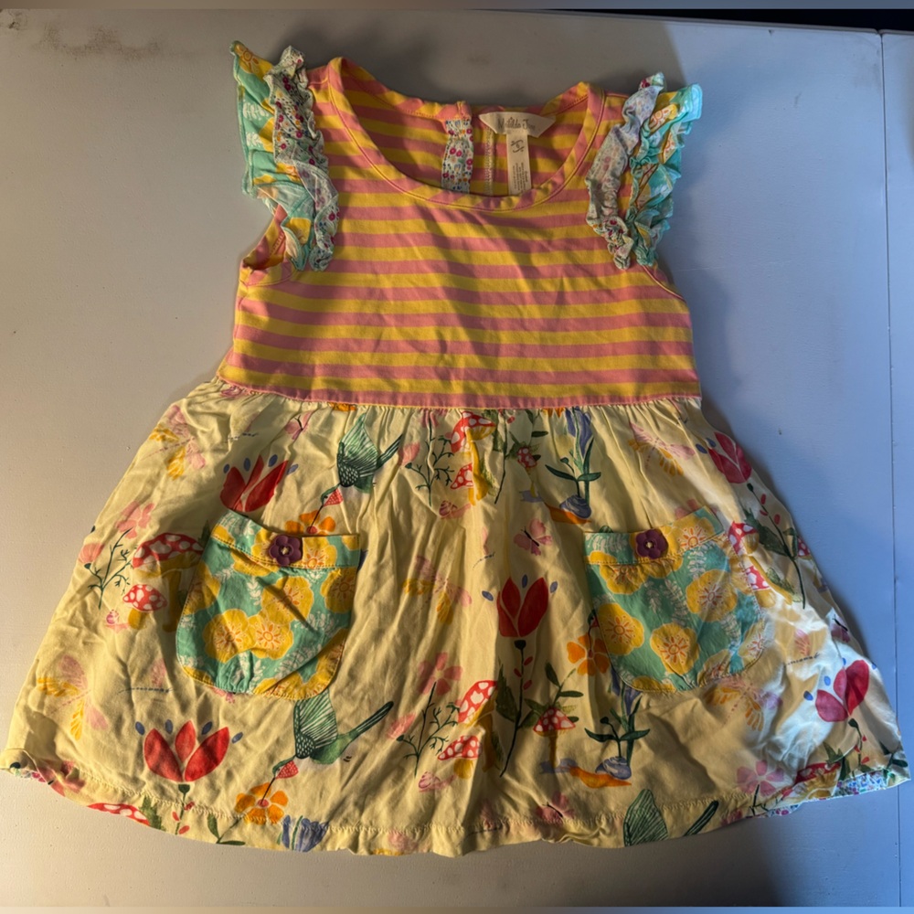 Matilda Jane Floral Striped Flutter Cap Sleeve Bold & Bright Tunic Top, Size 6